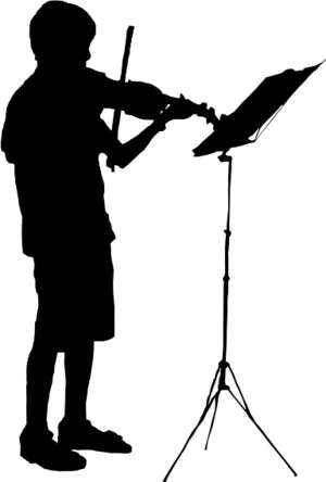 violin player, child, silhouette