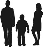 Masked Images: family of 3, silhouette