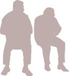 Masked Images: 3 men, sitting, silhouette