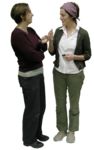 Masked Images: 2 women, standing, chatting