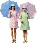 Staffageobjekte: 2 Frauen mit Schirm