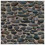 Large gravel stones as wall